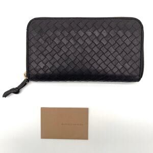 BOTTEGA VENETA Intrecciato Woven Leather wallet brown